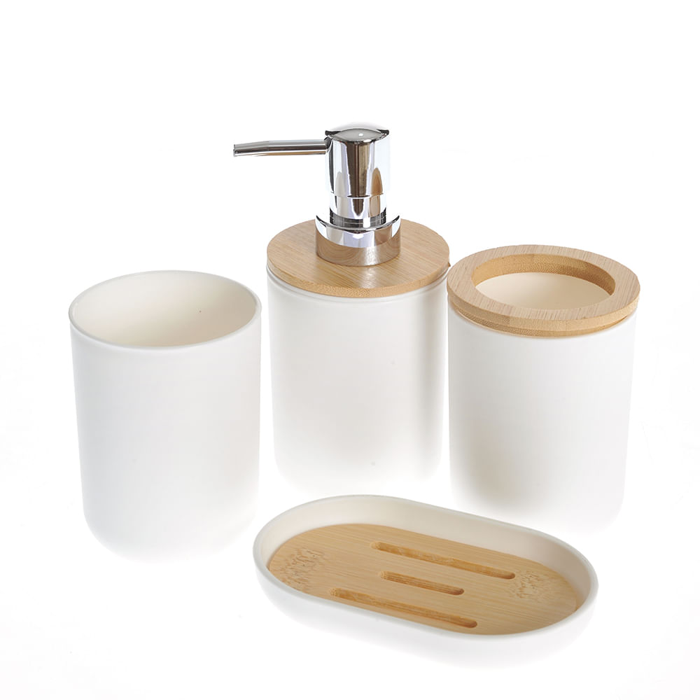 Set baie dozator sapun cu savoniera si 2 recipiente - 1 | YEO