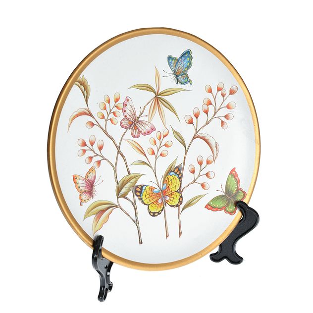 Platou decorativ cu flori si fluturi 21 cm