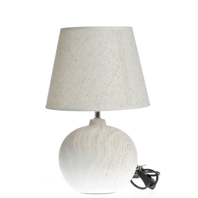 Veioza cu baza rotunda si abajur bej