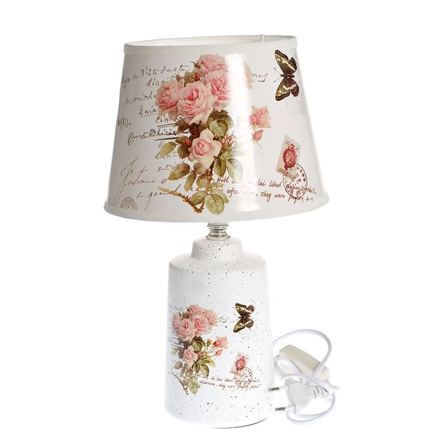 Lampa de masa cu imprimeu trandafiri si fluturi