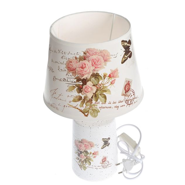 Lampa de masa cu imprimeu trandafiri si fluturi