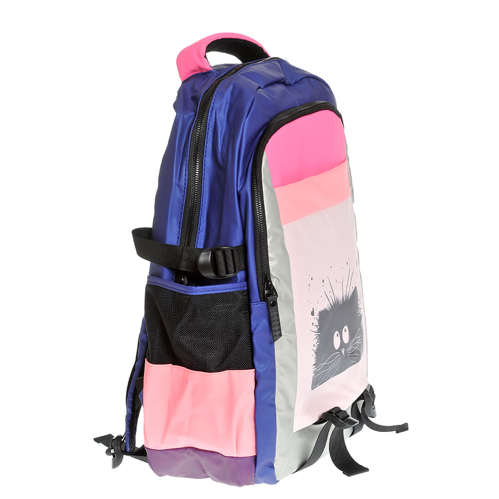 Rucsac multicolor imprimeu pisica gri - 1 | YEO
