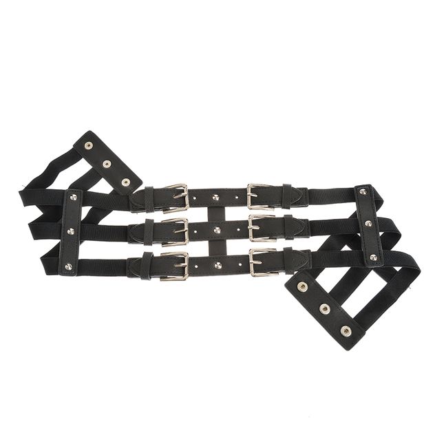 Curea elastica neagra cu catarame metalice