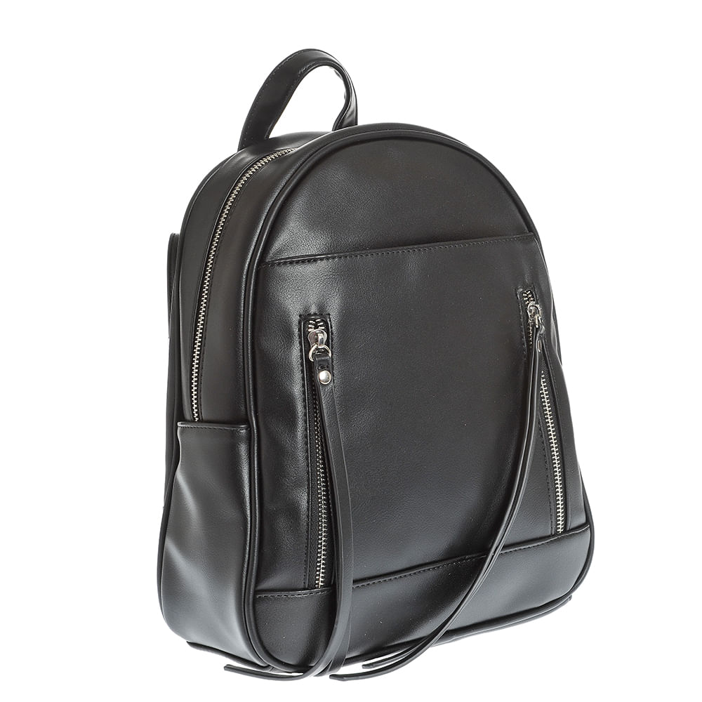 Rucsac negru cu fermoare decorative - 1 | YEO