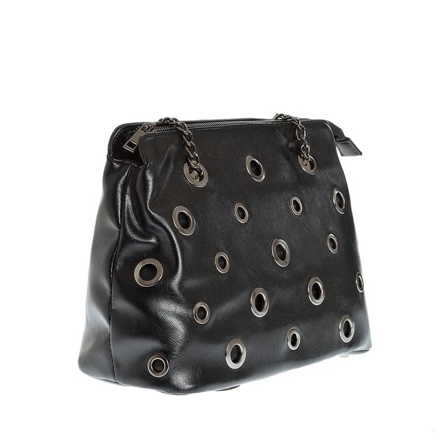 Geanta neagra cu aspect perforat
