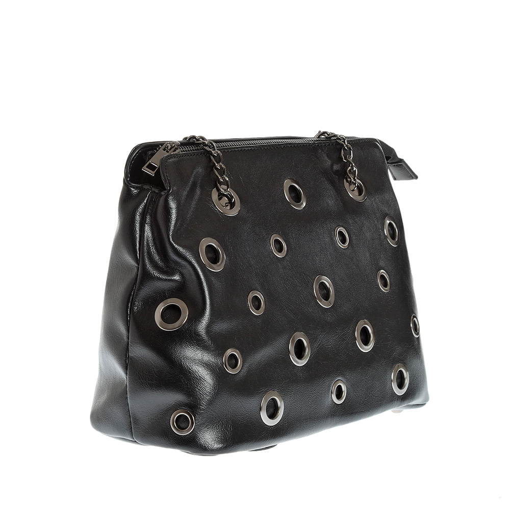 Geanta neagra cu aspect perforat - 1 | YEO