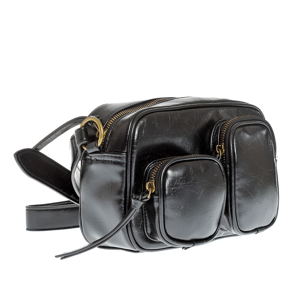 Geanta neagra din piele ecologica cu buzunare multiple - 1 | YEO