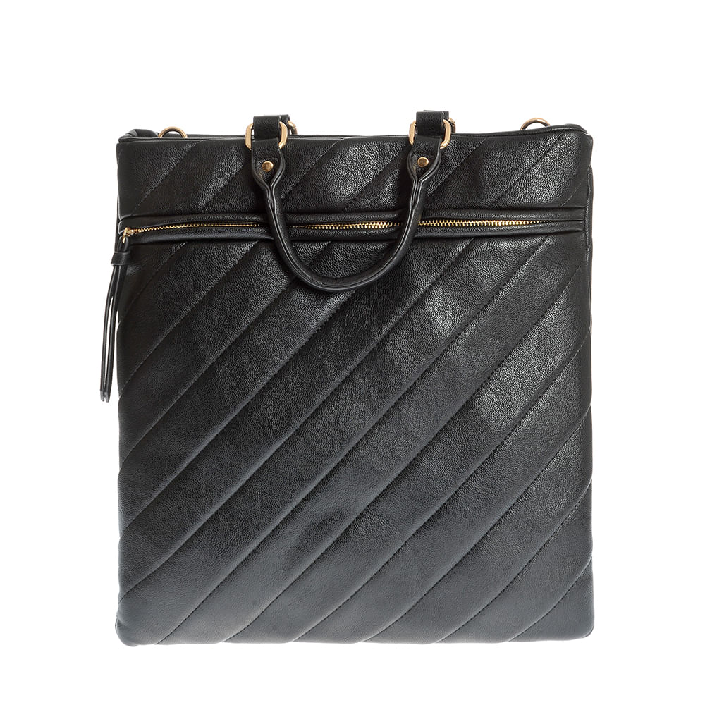 Geanta neagra din piele ecologica cu manere fixe - 2 | YEO