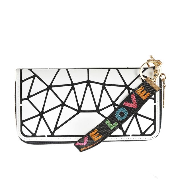 Portofel alb cu modele geometrice
