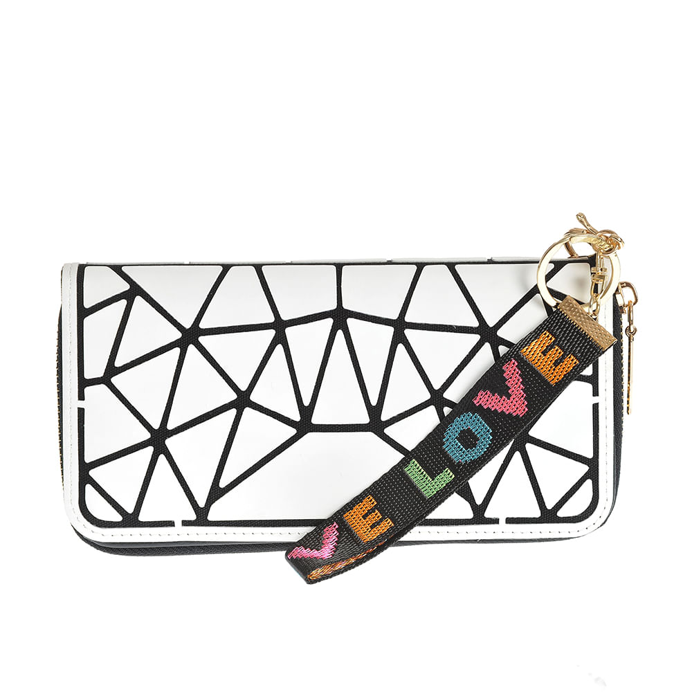 Portofel alb cu modele geometrice