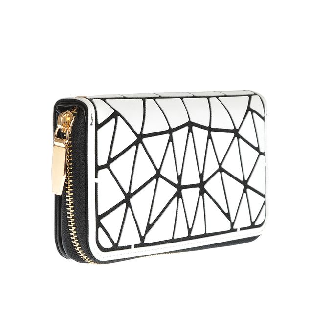 Portofel alb cu modele geometrice