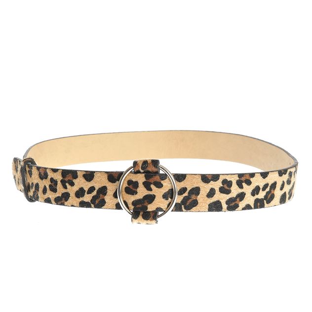 Curea cu model animal print si catarama rotunda