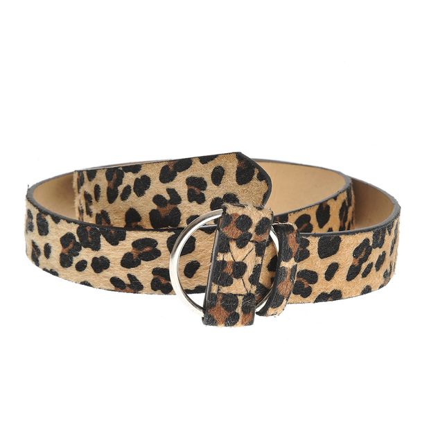 Curea cu model animal print si catarama rotunda