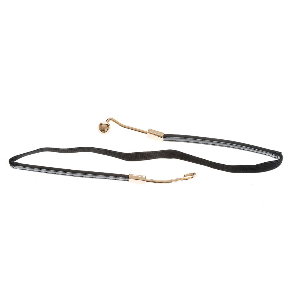 Curea elastica neagra cu detalii metalice aurii - 3 | YEO