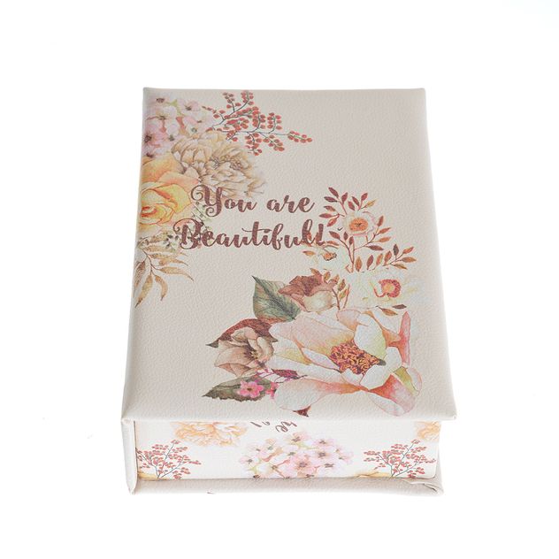 Cutie de bijuterii cu imprimeu floral si oglinda interioara