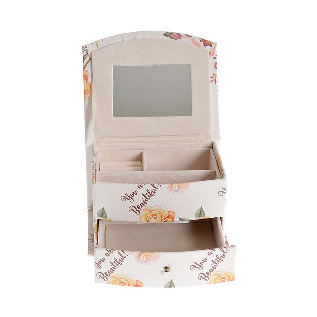 Cutie de bijuterii cu sertar si oglinda 15 cm