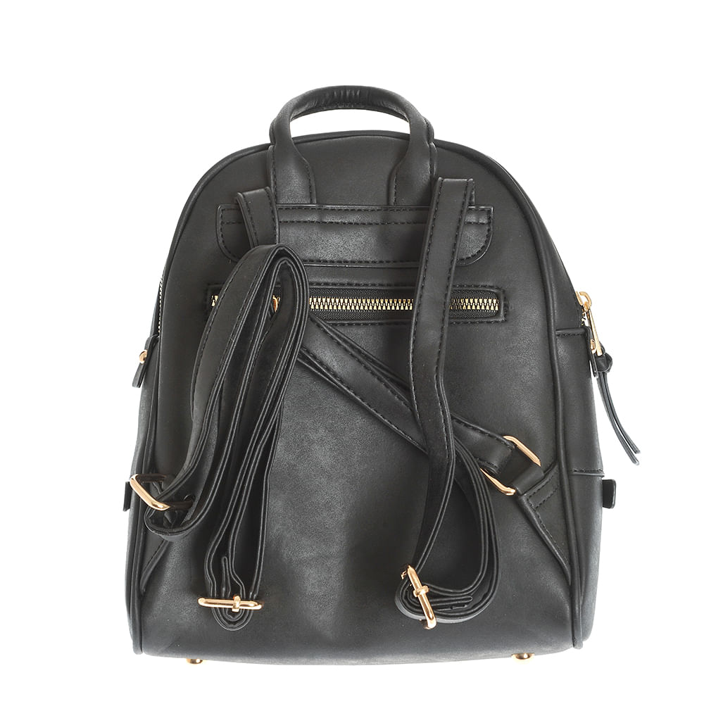 Rucsac negru cu doua compartimente si fermoar decorativ - 2 | YEO