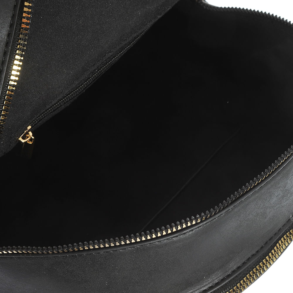 Rucsac negru cu doua compartimente si fermoar decorativ - 3 | YEO