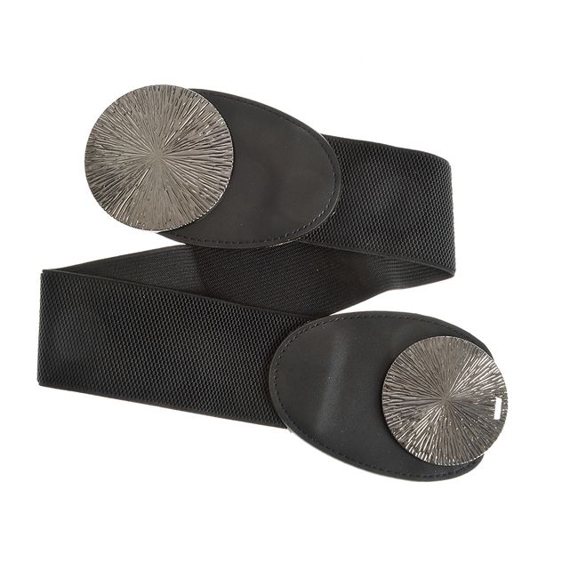 Curea elastica neagra cu aplicatii metalice argintii