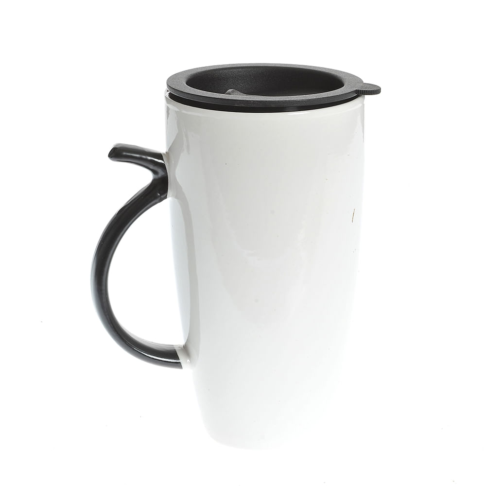 Cana alba cu capac 500 ml imprimeu pisica - 2 | YEO