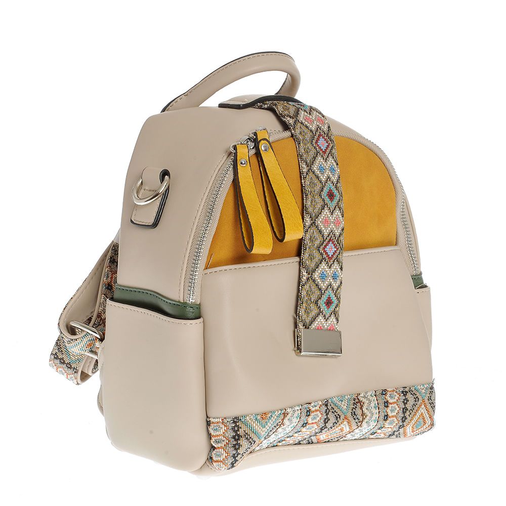 Rucsac din piele ecologica cu imprimeu geometric - 1 | YEO