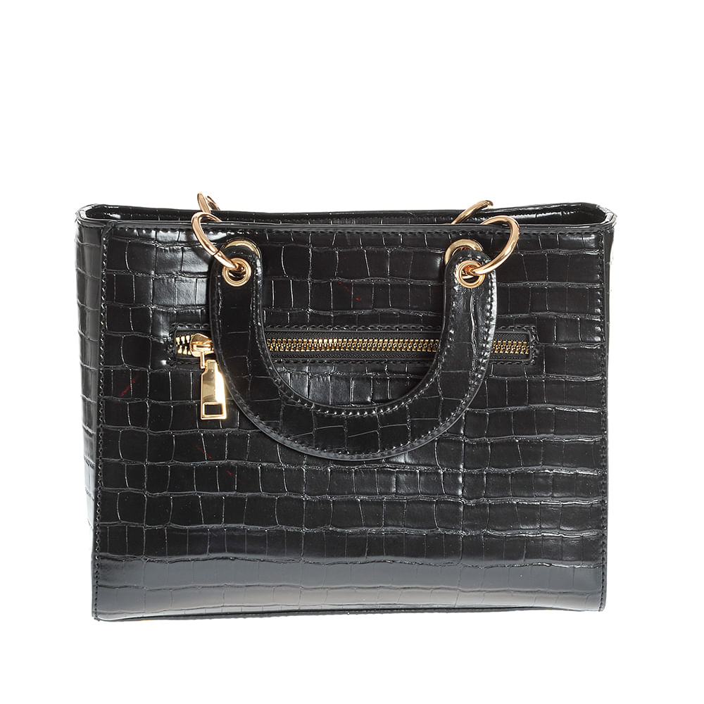 Geanta crossbody neagra cu aspect piele de sarpe - 2 | YEO