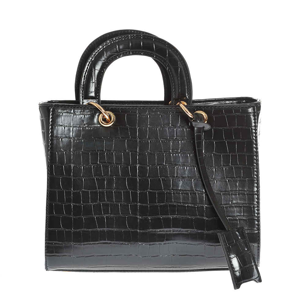 Geanta crossbody neagra cu aspect piele de sarpe - 3 | YEO