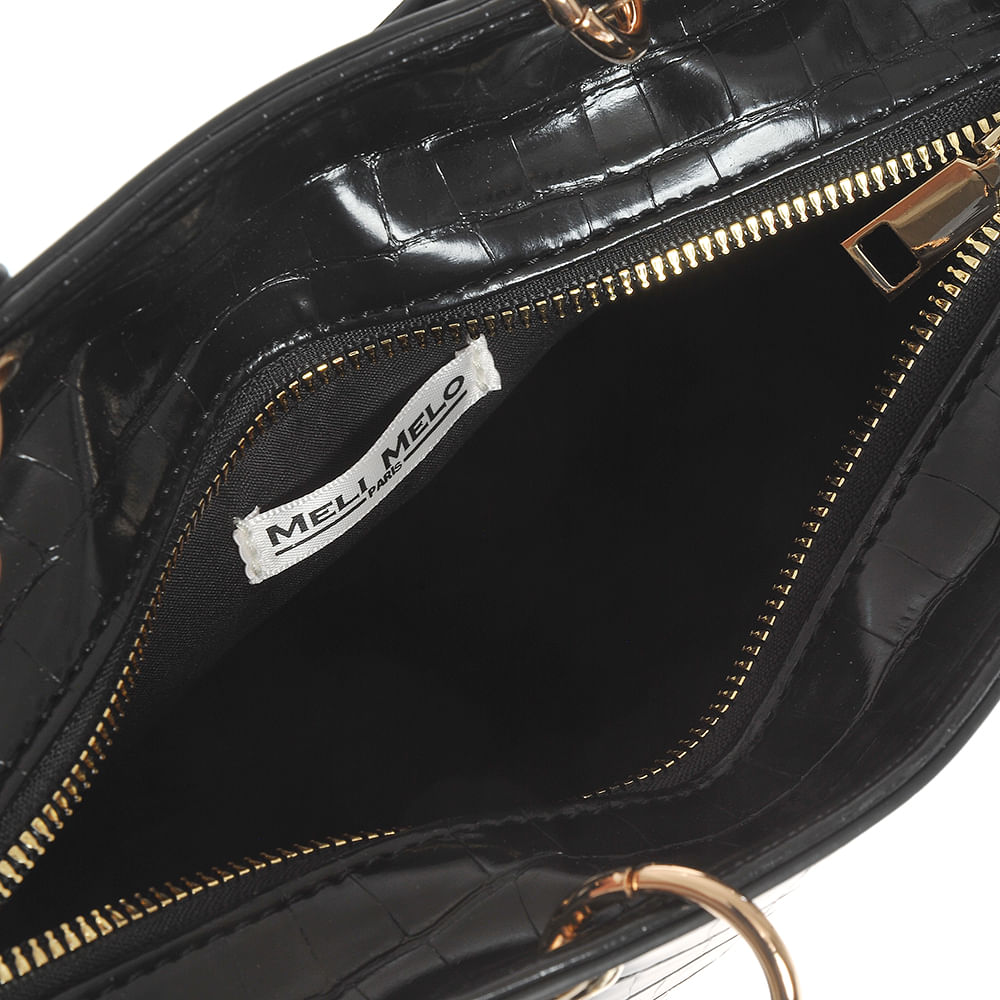 Geanta crossbody neagra cu aspect piele de sarpe - 4 | YEO