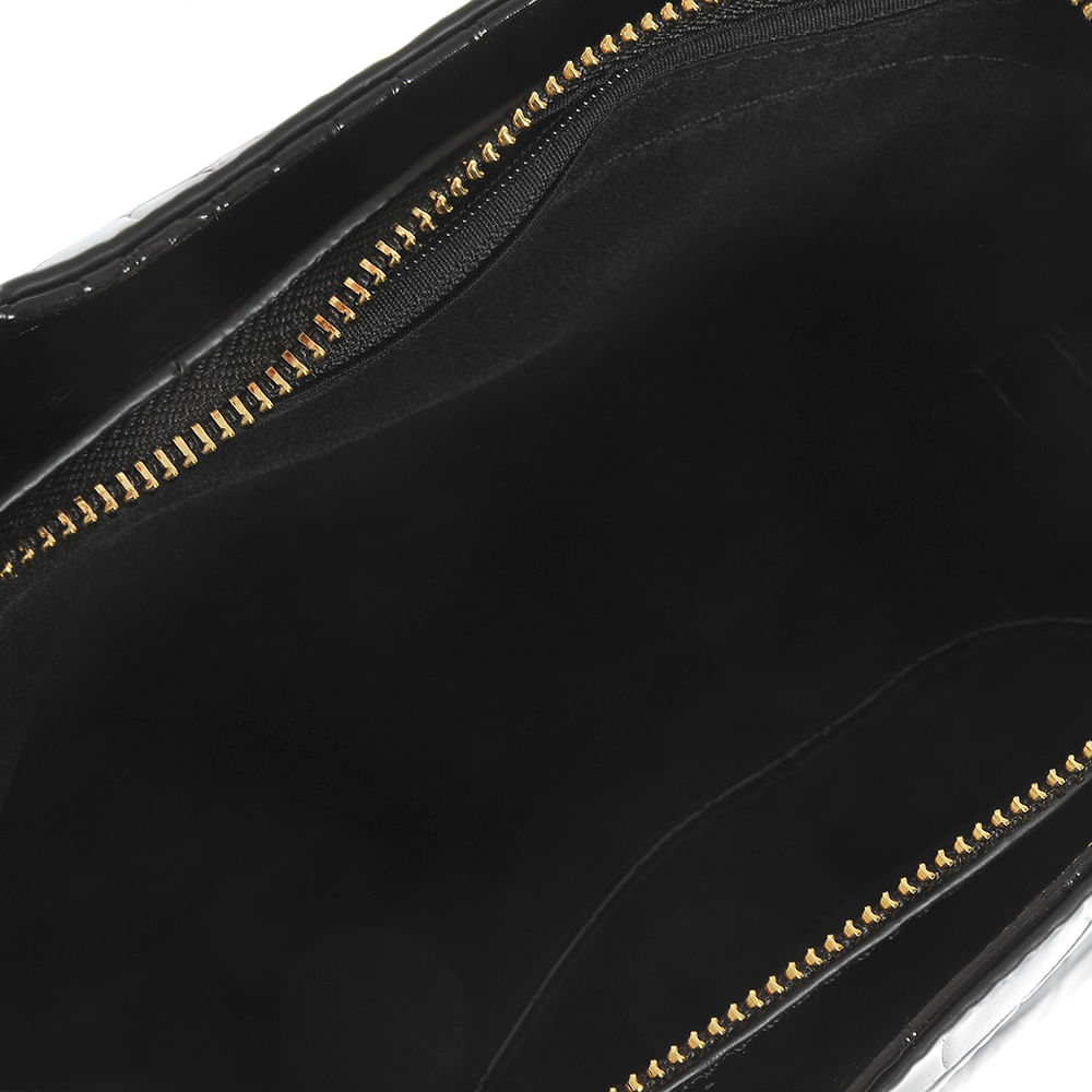 Geanta neagra de umar cu model animal print si manere fixe - 3 | YEO