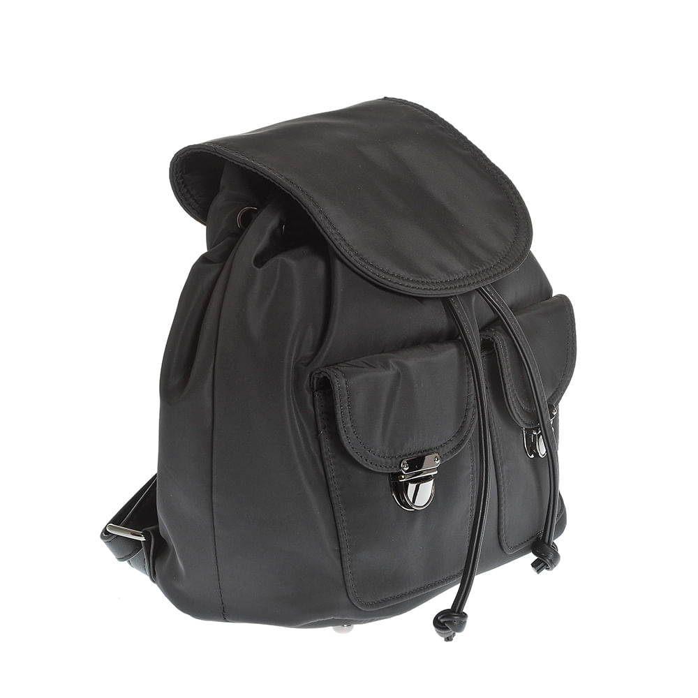 Rucsac negru cu design simplu si inchidere cu snur - 1 | YEO