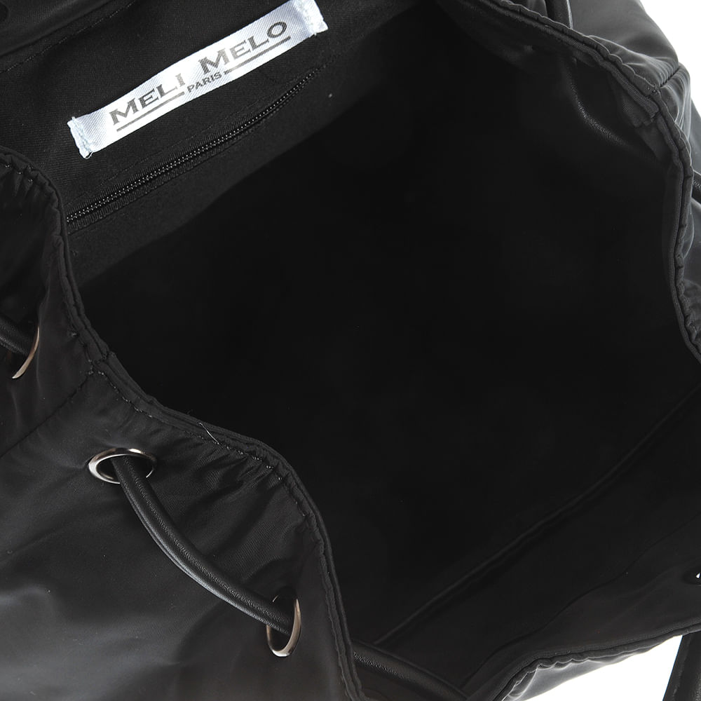 Rucsac negru cu design simplu si inchidere cu snur - 3 | YEO