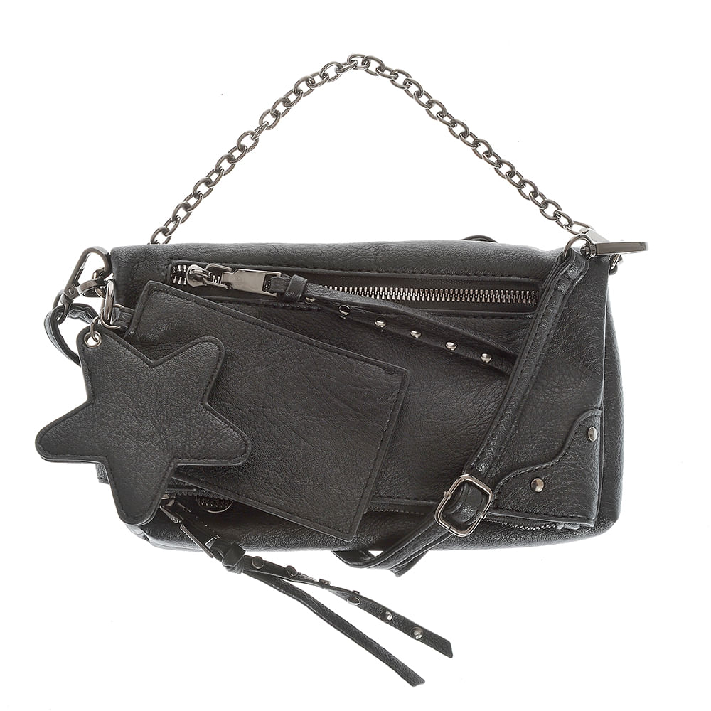 Geanta crossbody neagra cu bareta detasabila