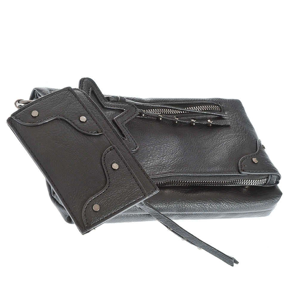 Geanta crossbody neagra cu bareta detasabila - 1 | YEO