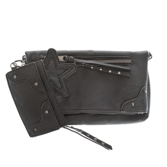 Geanta crossbody neagra cu bareta detasabila