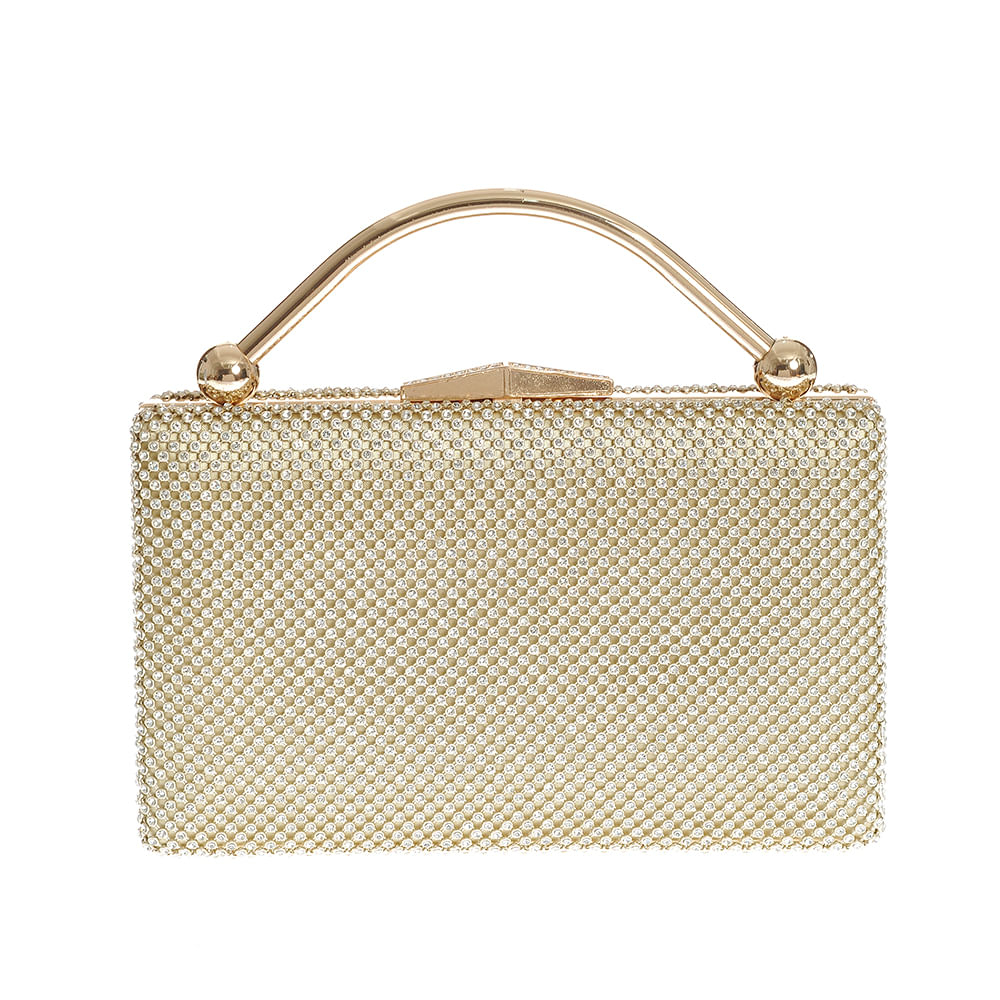 Geanta plic aurie cu pietre acrilice - 2 | YEO