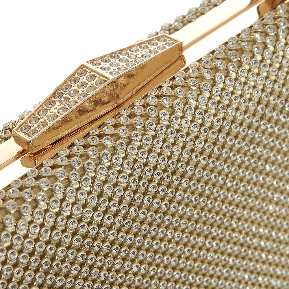 Geanta plic aurie cu pietre acrilice - 3 | YEO