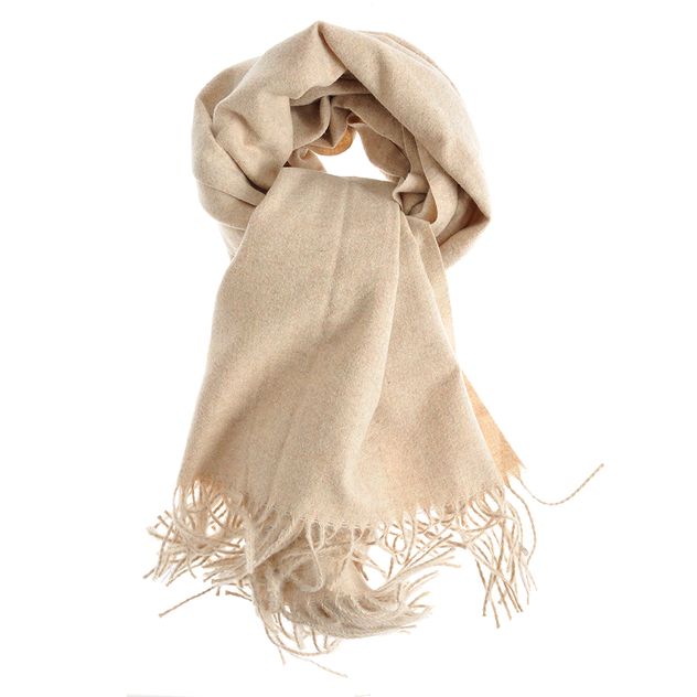 Esarfa groasa bej cu franjuri