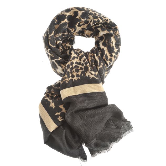 Esarfa cu imprimeu leopard si dungi elegante