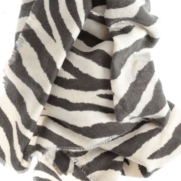 Esarfa cu model zebra alb-negru