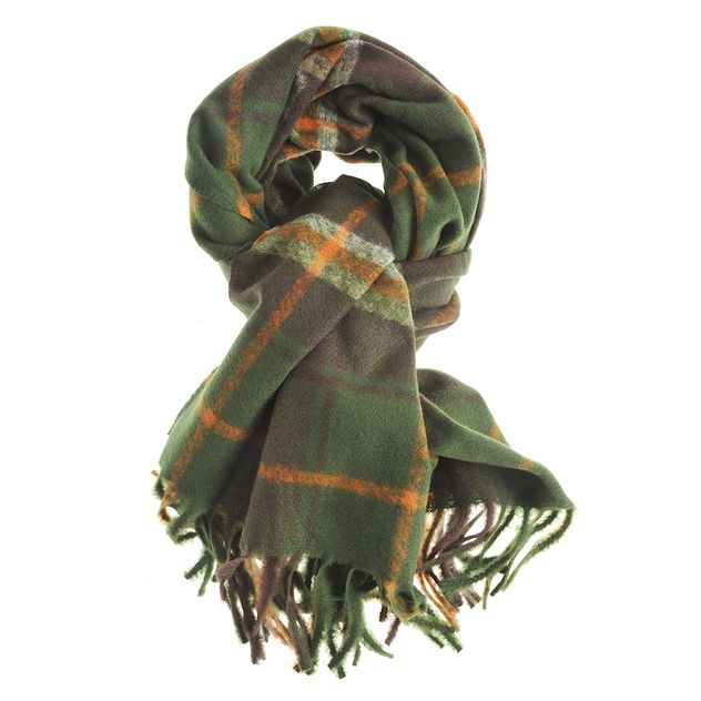 Esarfa calduroasa de iarna verde cu franjuri