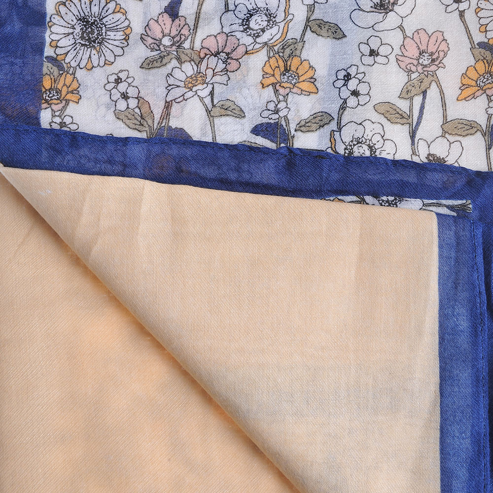 Esarfa bej cu flori multicolore - 2 | YEO