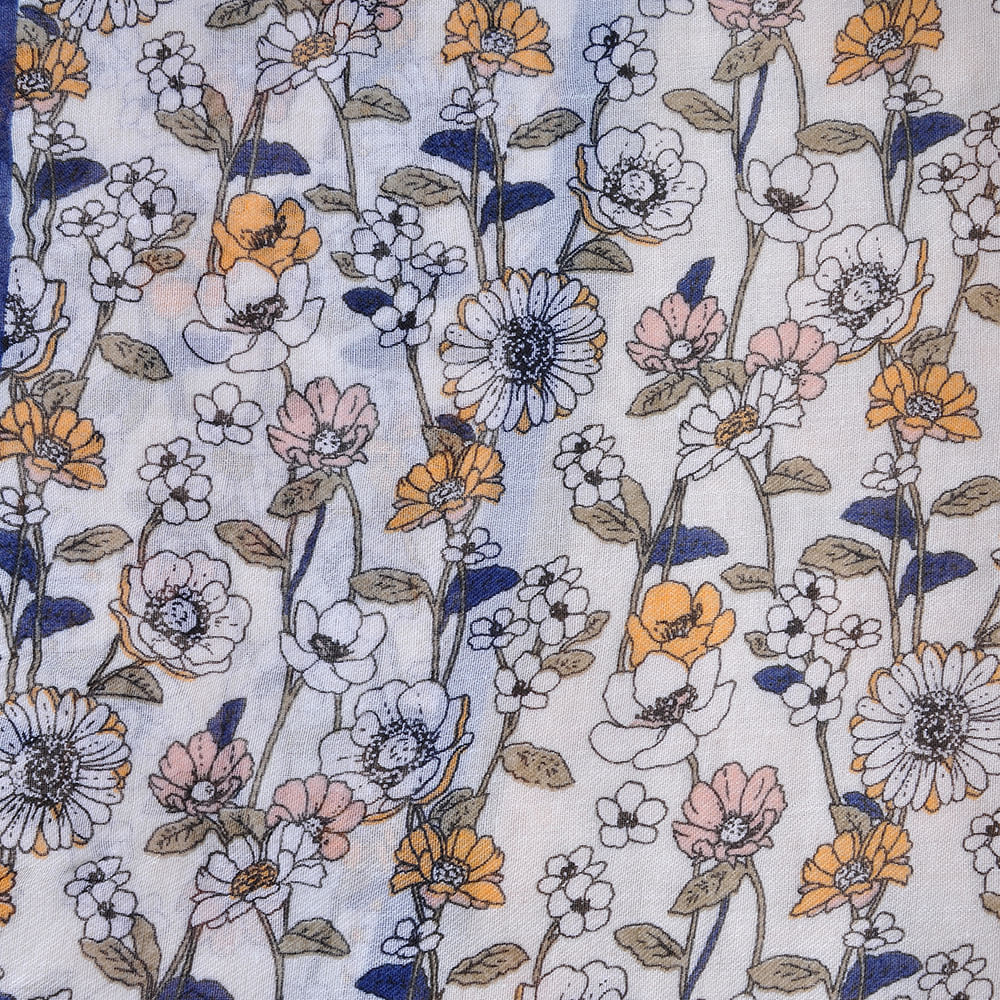 Esarfa bej cu flori multicolore - 3 | YEO