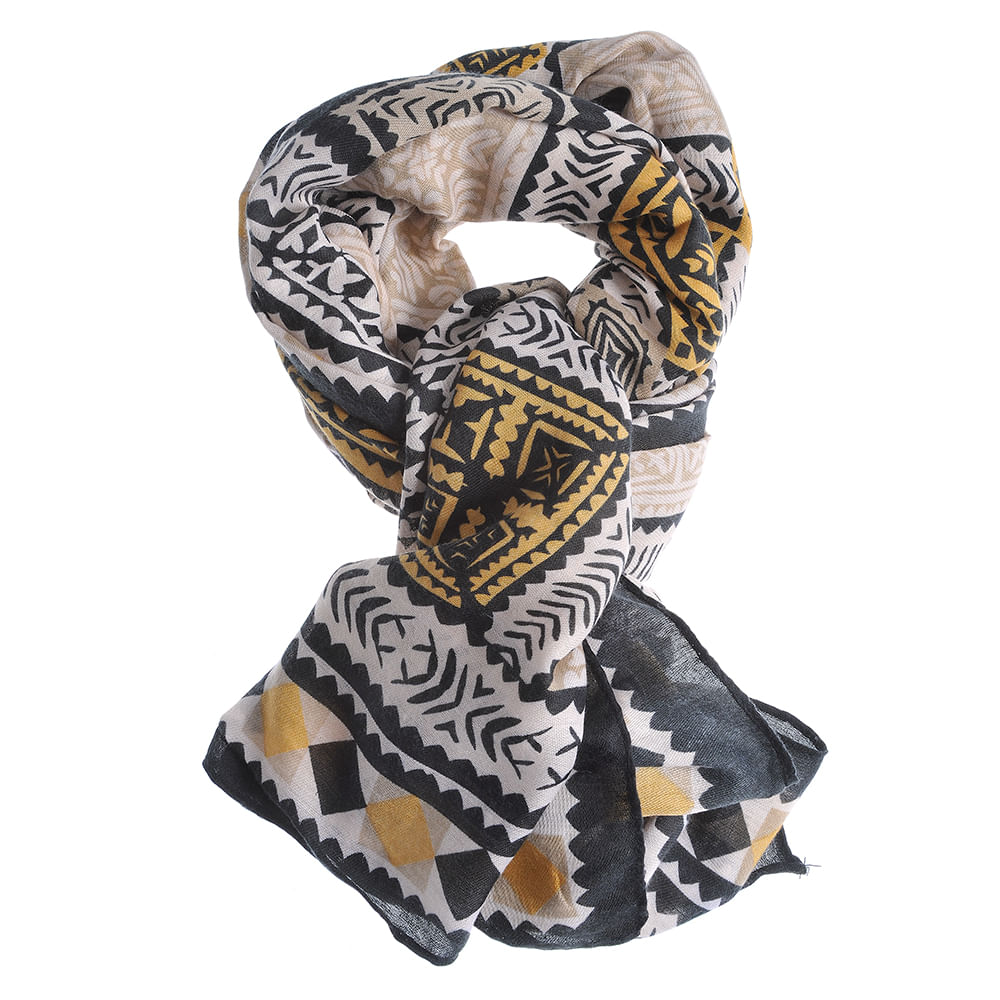 Esarfa neagra cu modele geometrice