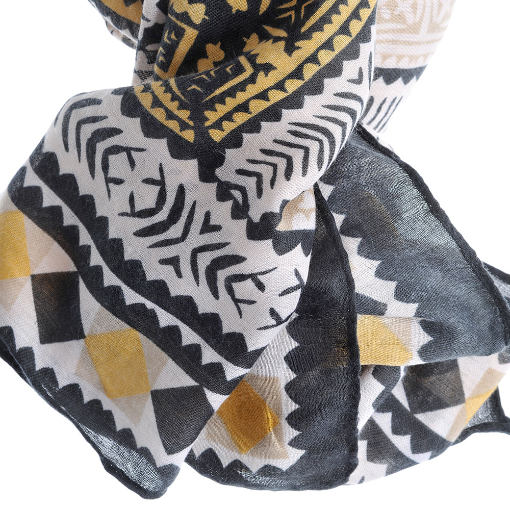 Esarfa neagra cu modele geometrice - 1 | YEO
