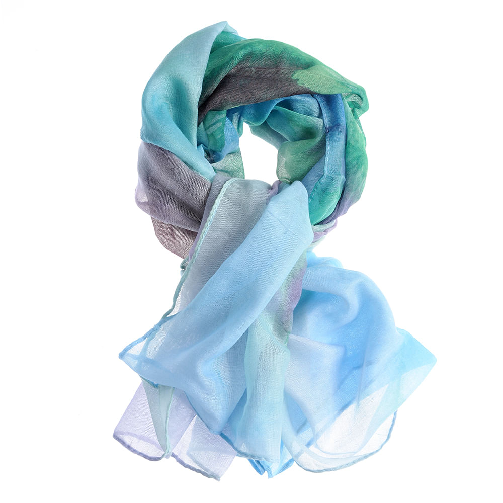 Esarfa verde din vascoza cu nuante pastelate 70 x 180 xm