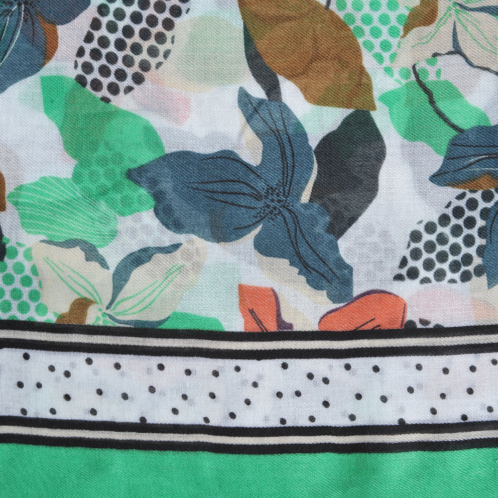 Esarfa verde cu flori multicolore - 2 | YEO