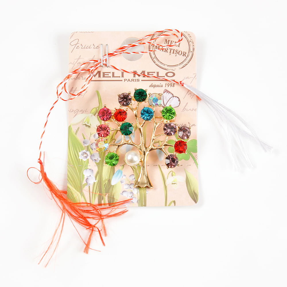 Brosa martisor Copacul Vietii cu pietre multicolore - 1 | YEO