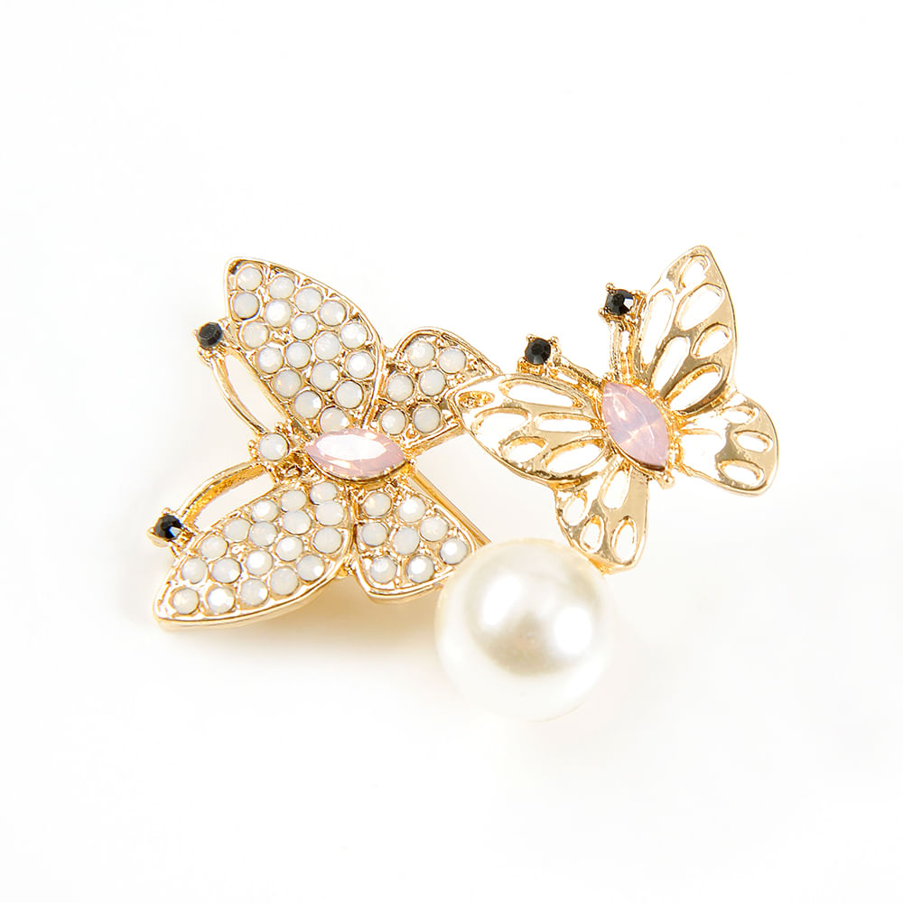 Brosa martisor eleganta fluturi aurii cu perla - 2 | YEO