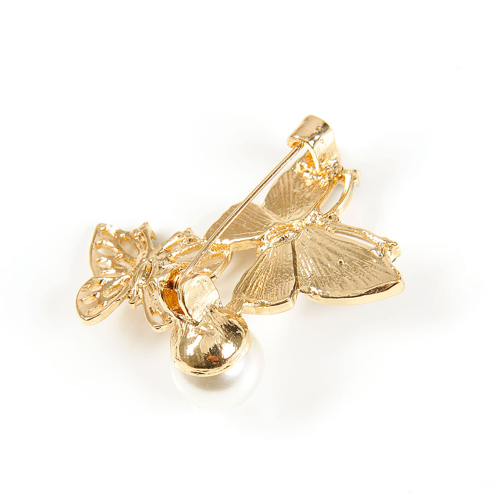 Brosa martisor eleganta fluturi aurii cu perla - 3 | YEO