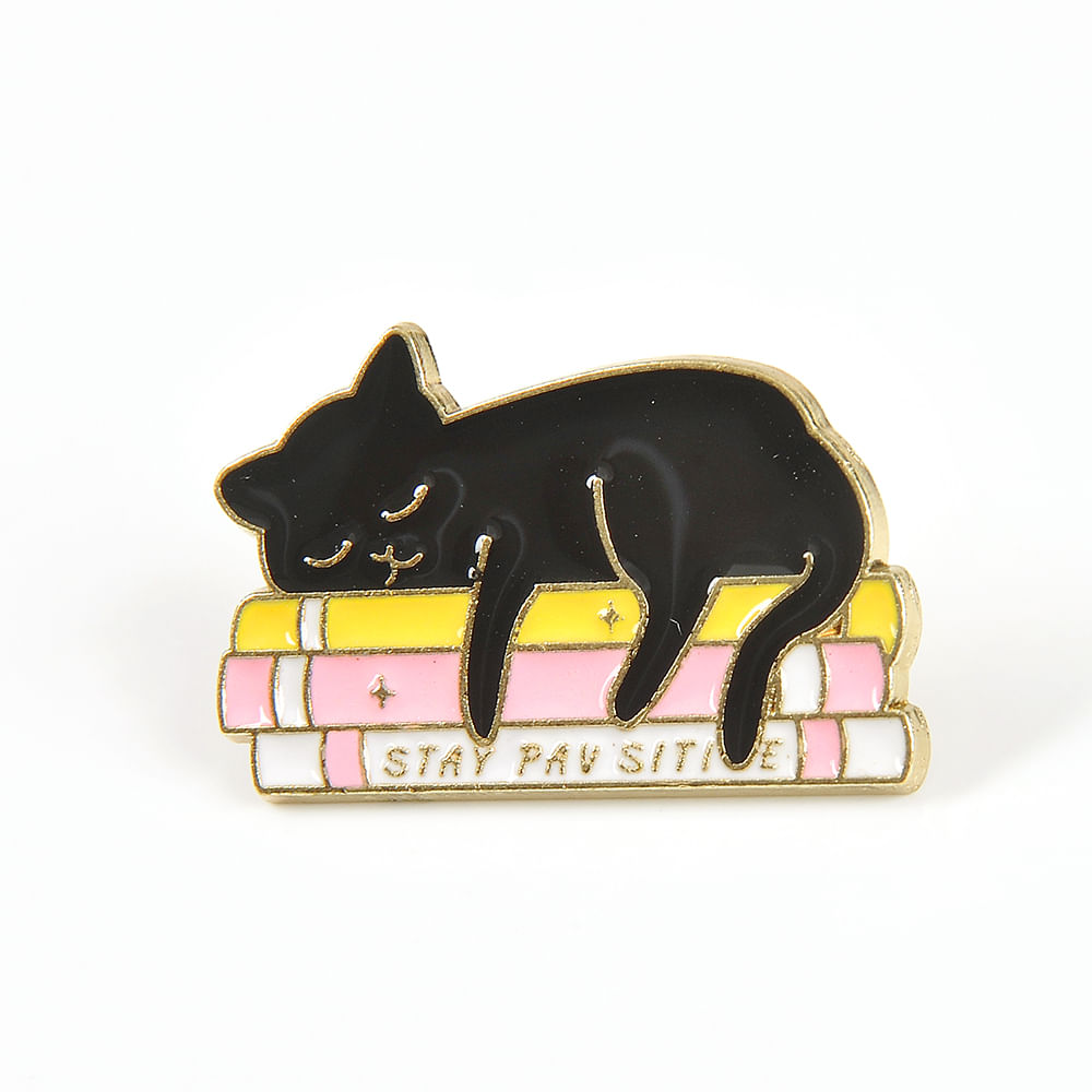Brosa martisor pisica cu mesaj STAY PAWSITIVE